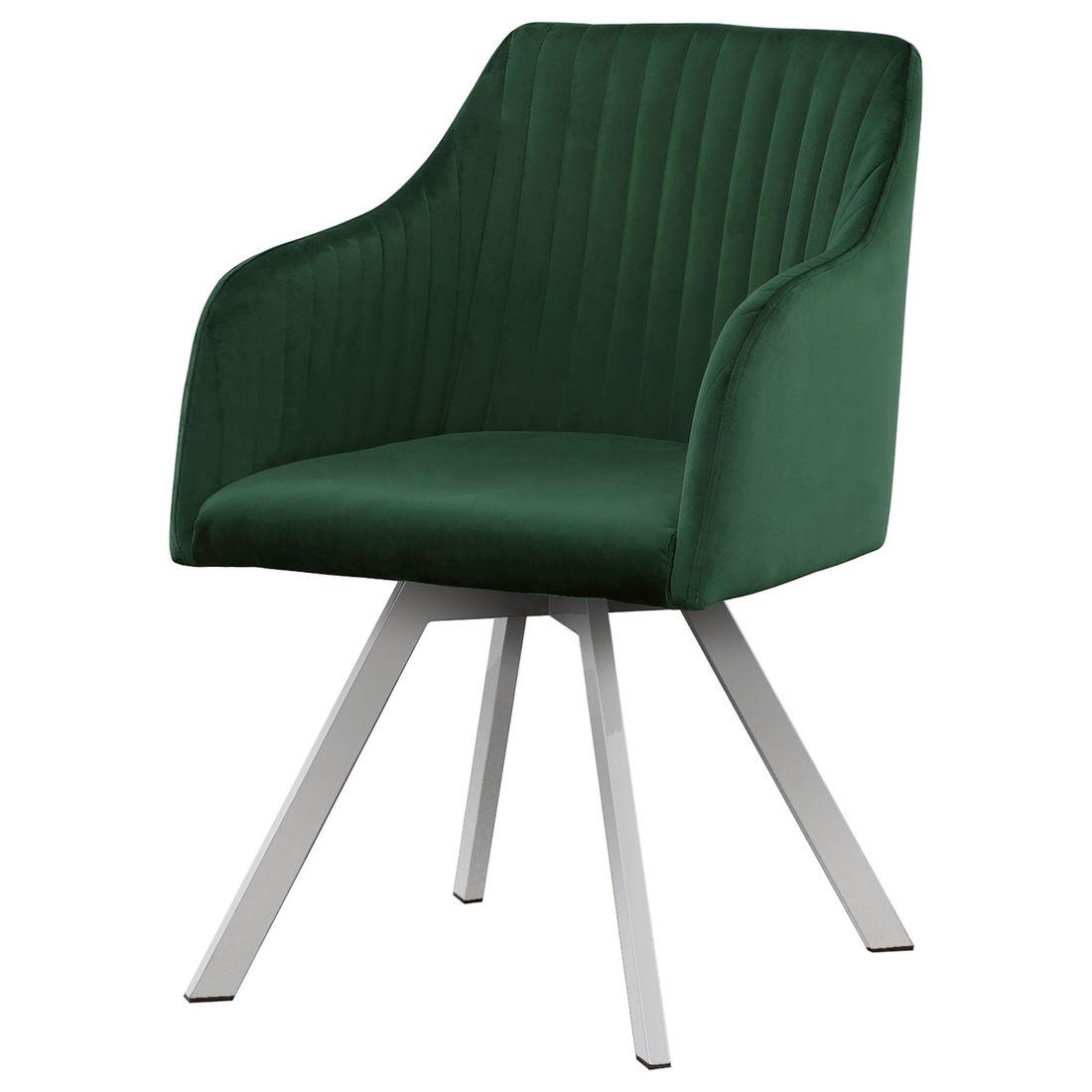 Arika Velvet Upholstered Swivel Dining Arm Chair Green Furniture