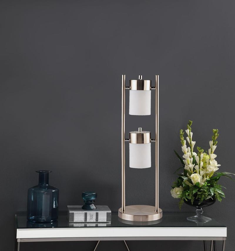 Munson 25-inch 2 Swivel Lights Bedside Table Lamp Silver