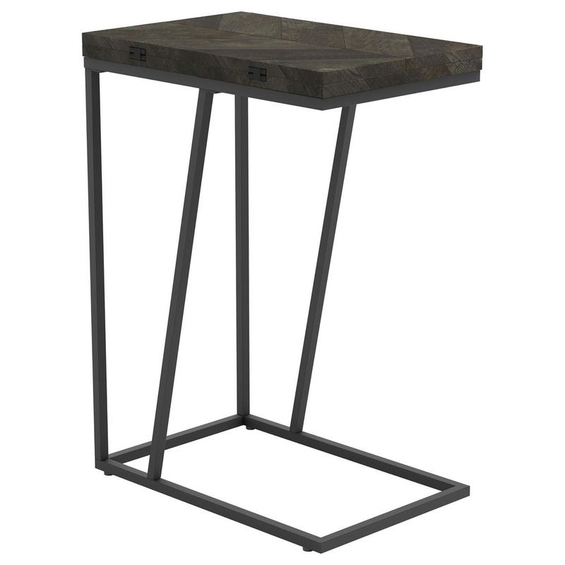 Carly Expandable Engineered Wood C-Shaped Side Table Grey