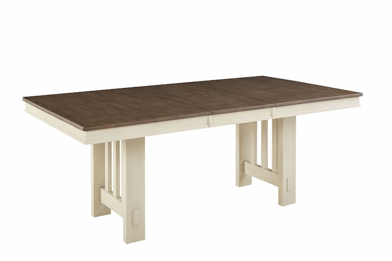 Bremerton 60" - 78" Trestle Table with Slat Base, Saddle dust & Oyster Finish