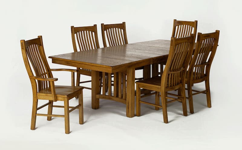 Laurelhurst 60" - 92" Rectangular Trestle Table with (2) 16" Self-Storing Leaves, Rustic Oak Finish