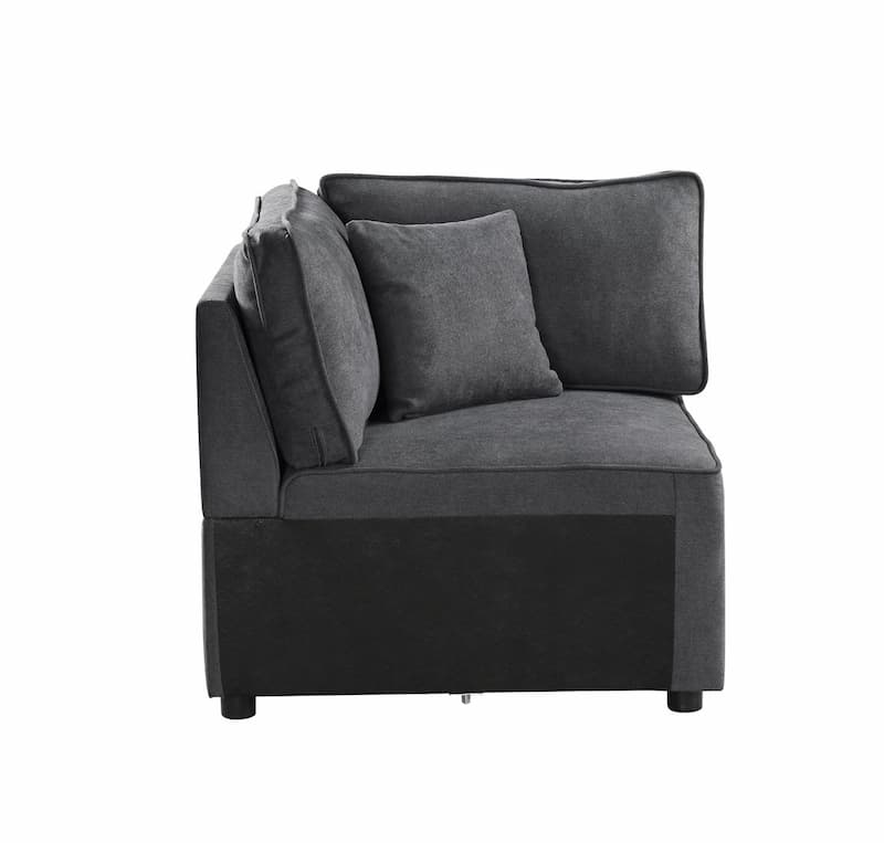 Silvester Gray Fabric Modular - Wedge W/Pillow