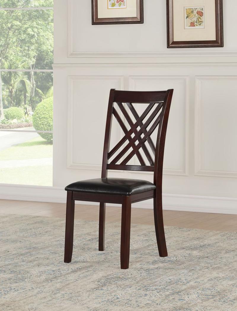 Katrien Black Synthetic Leather & Espresso Side Chair (Set-2)