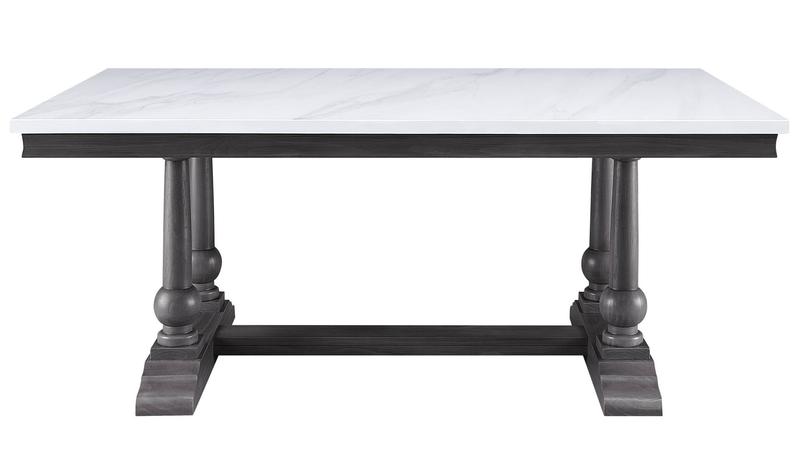 Yabeina Nature Marble Top Top & Gray Oak Finish Dining Table