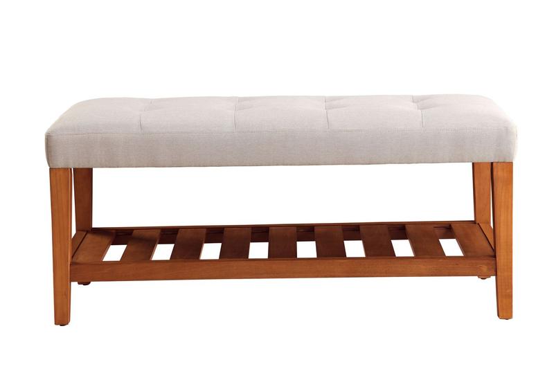 Charla Light Gray & Oak Bench