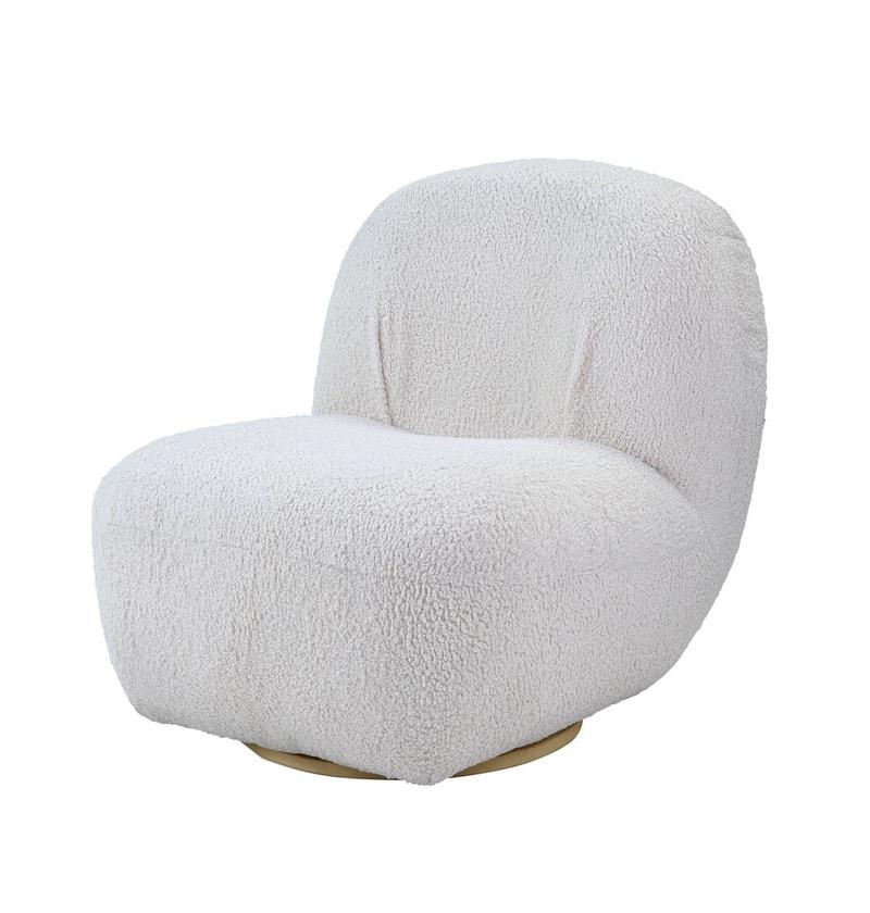 Yedaid White Teddy Sherpa Accent Chair W/Swivel