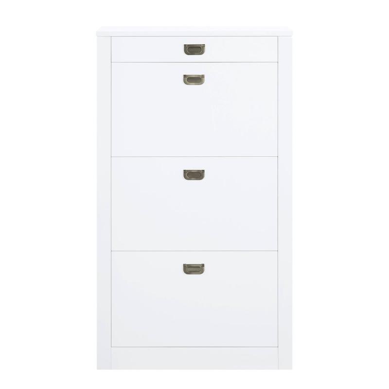 Pagan White High Gloss Finish Shoe Cabinet