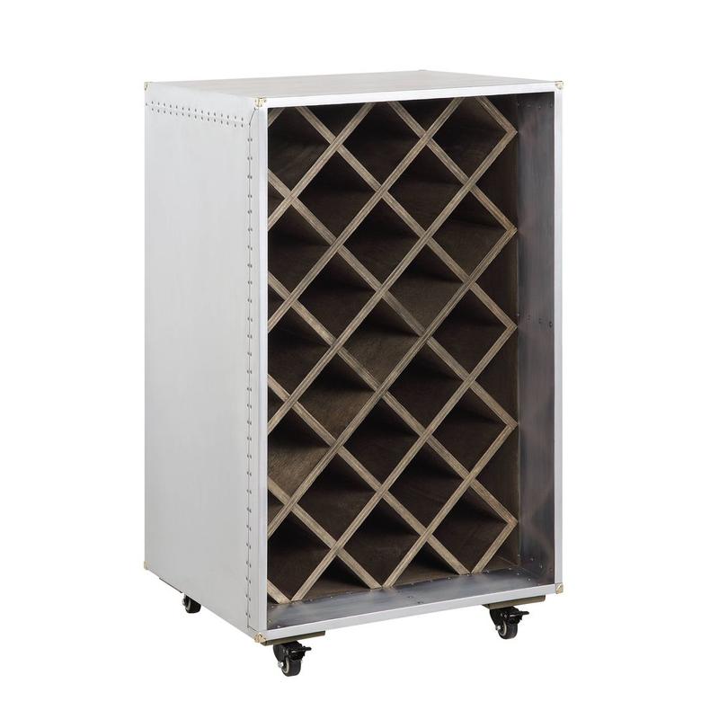 Raini Aluminum Finish Wine Cabinet