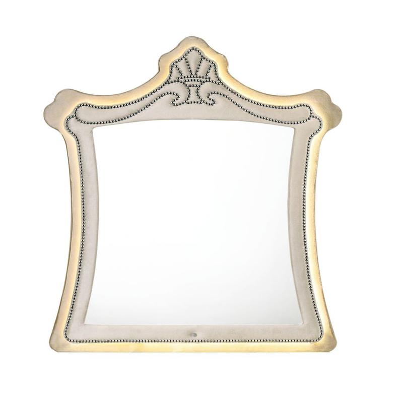 Lucienne Beige Velvet Mirror W/Led