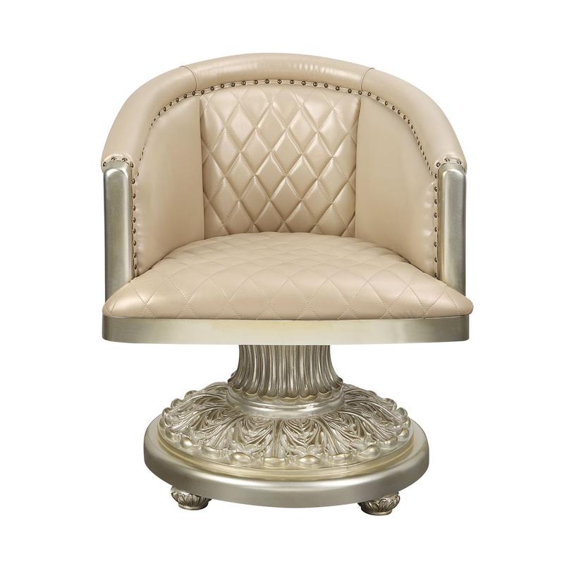 Sorina Synthetic Leather & Antique Gold Finish Arm Chair