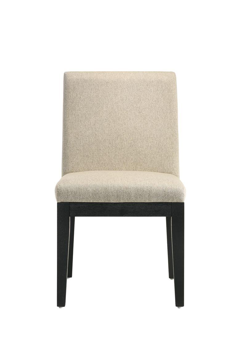 Froja Beige Fabric & Black Finish Side Chair (Set-2)