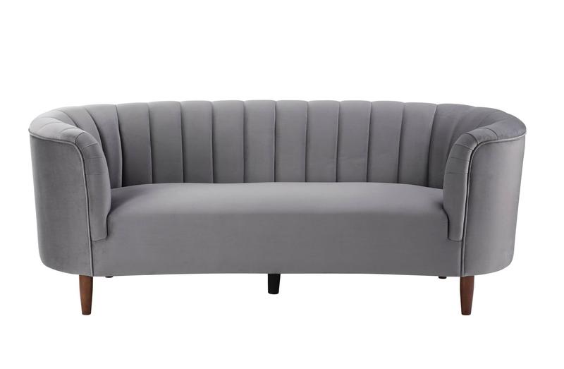 Millephri Gray Velvet Sofa