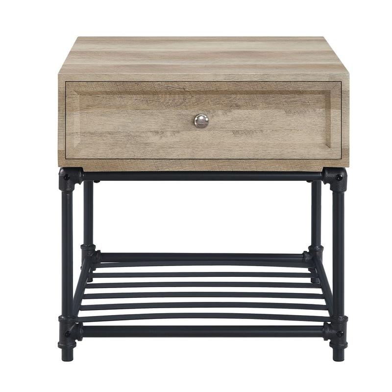 Brantley II Oak & Sandy Black Finish End Table