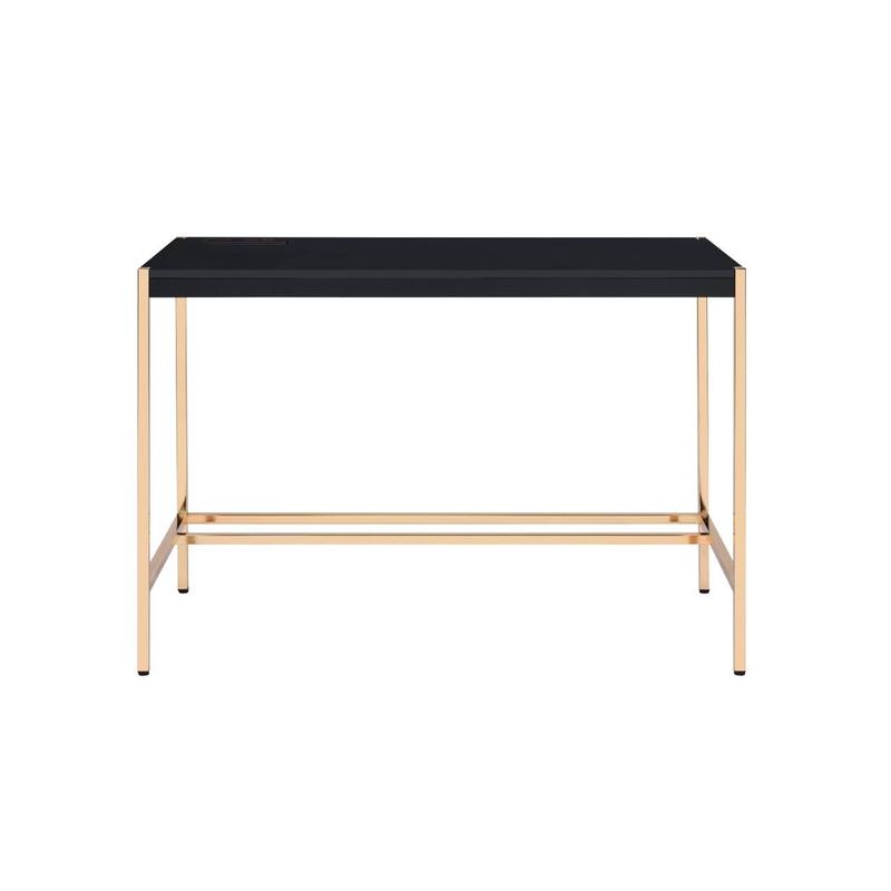Midriaks Black & Gold Finish Writing Desk W/USB