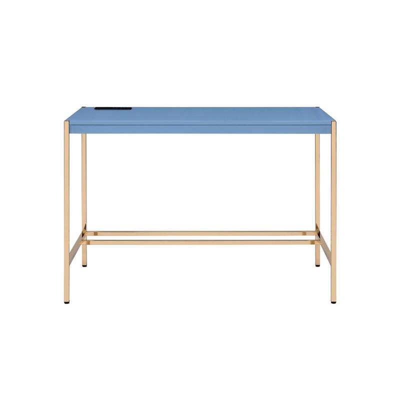 Midriaks Navy Blue & Gold Finish Writing Desk W/USB