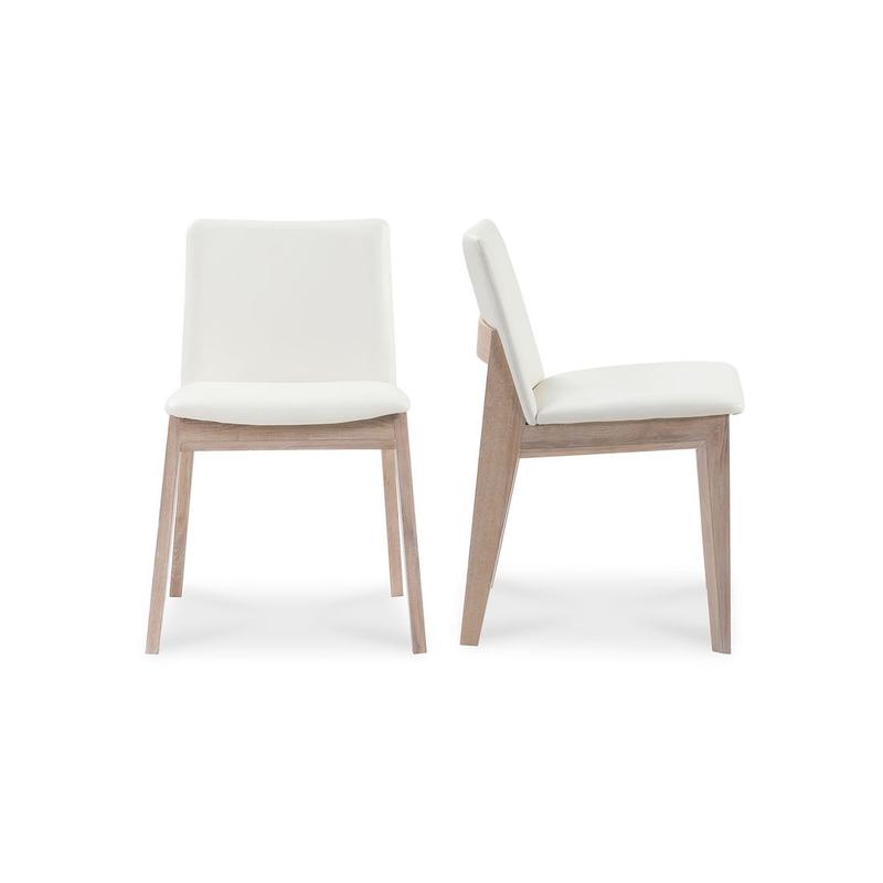 DECO OAK DINING CHAIR WHITE PVC-SET OF TWO