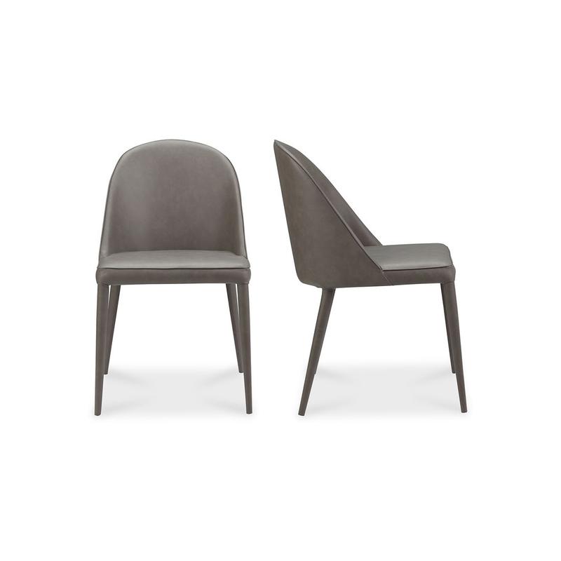 BURTON DINING CHAIR GREY VEGAN LEATHER-SET OF TWO