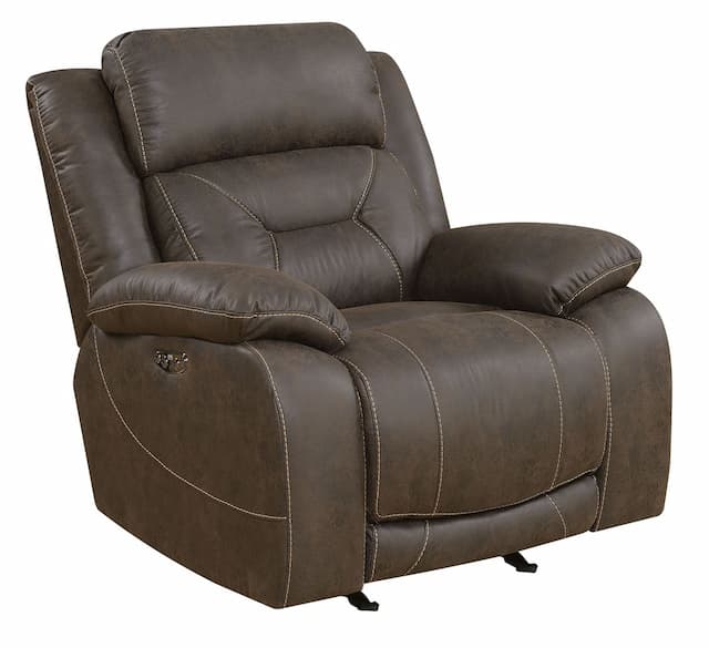 Aria Power Glider Recliner W/ Power Head Rest - Saddle Brown