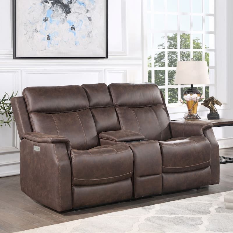 Valencia Dual Power Reclining Console Loveseat - Walnut