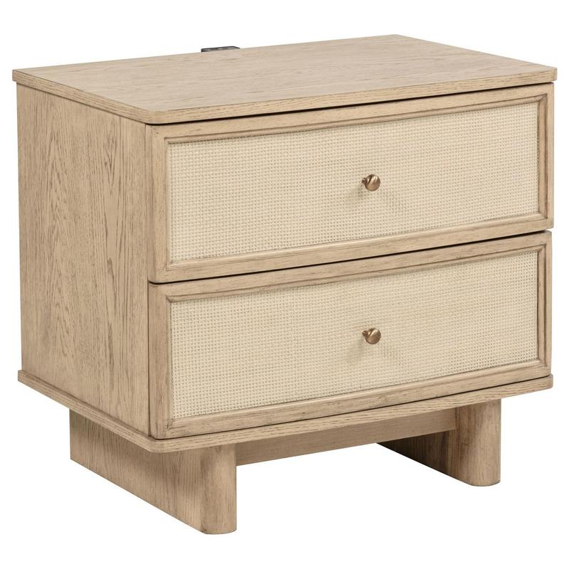 Kailani 2-drawer Nightstand Bedside Table Beige Oak