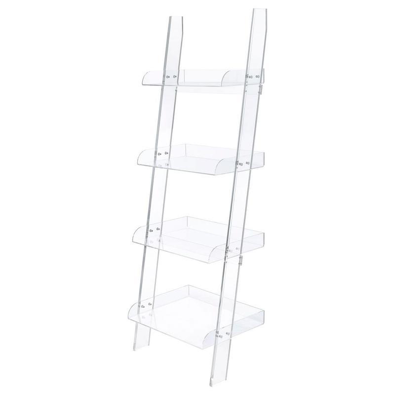 Amaturo 72-inch 4-shelf Acrylic Ladder Bookshelf Clear