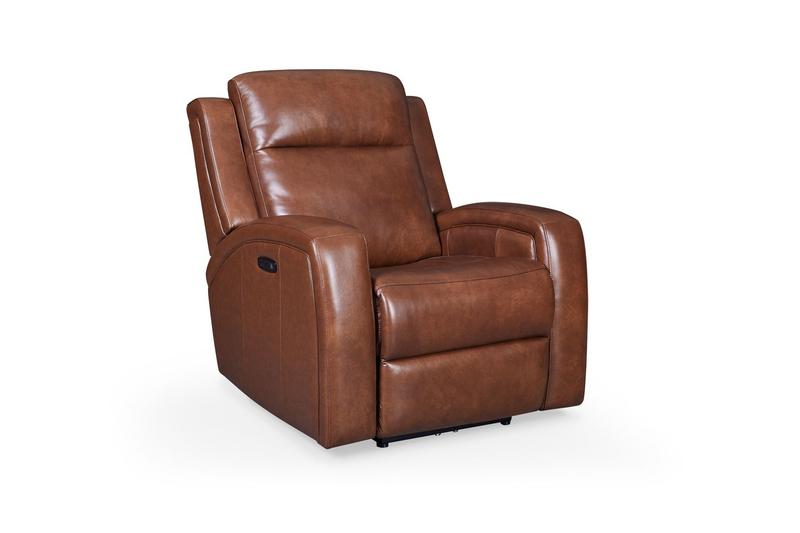 Cheyenne Dual Power Lay Flat Leather Swivel Glider Recliner, Saddle