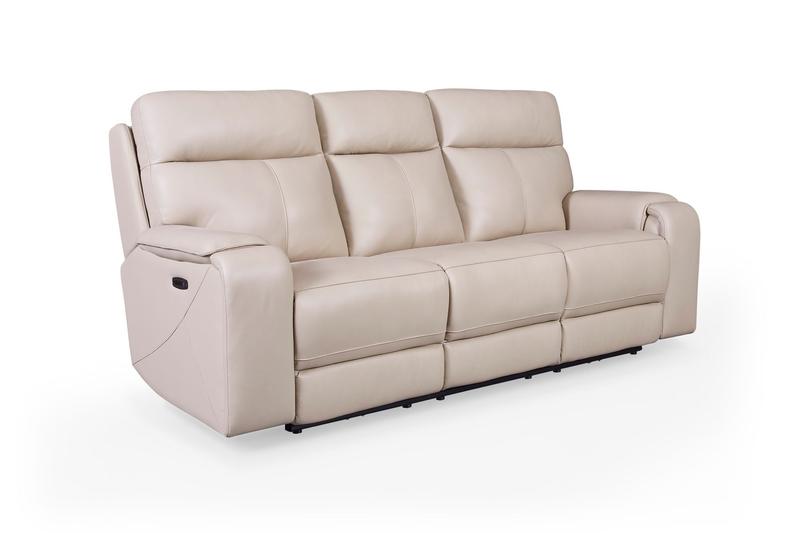 Bandera Dual Power Lay Flat Mechanism Leather Sofa, Putty