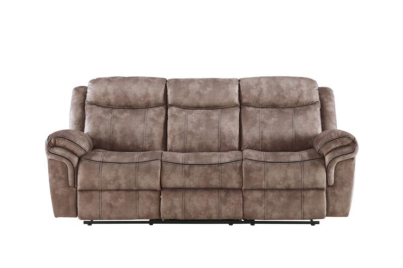 Zubaida Two Tone Chocolate Velvet Motion Sofa & Console W/USB