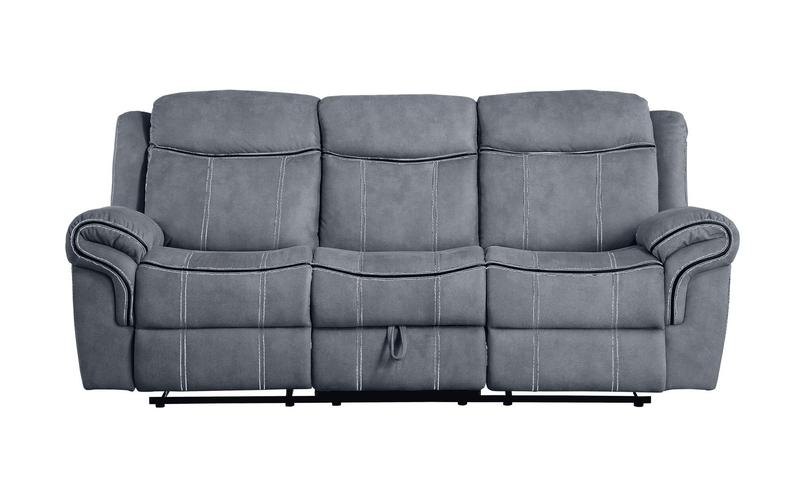 Zubaida Two Tone Gray Velvet Motion Sofa & Console W/USB