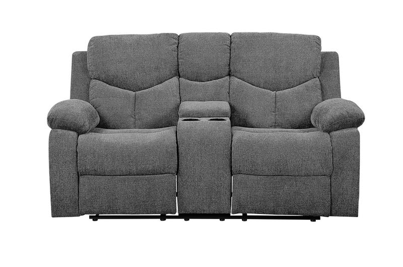Kalen Gray Chenille Motion Loveseat W/Console