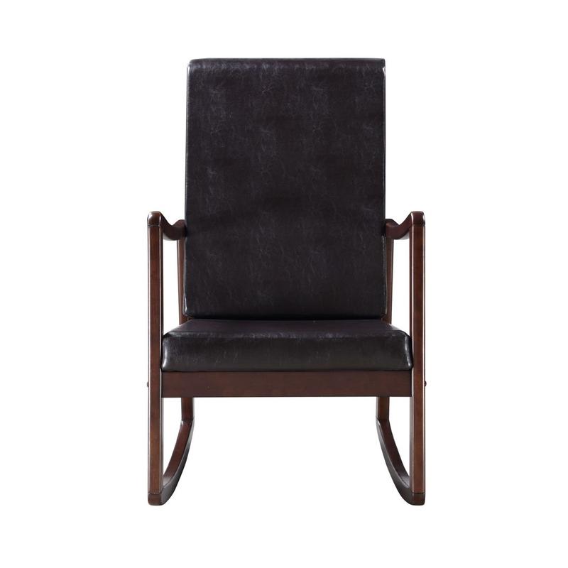 Raina Dark Brown Synthetic Leather & Espresso Finish Rocking Chair