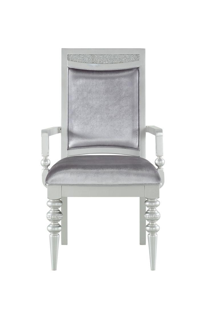 Maverick Fabric & Platinum Arm Chair (Set-2)