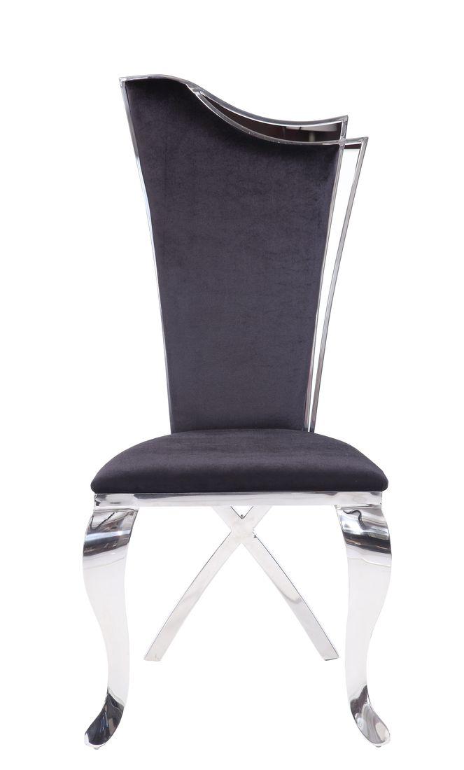 Cyrene Fabric & Stainless Steel Side Chair (Set-2)