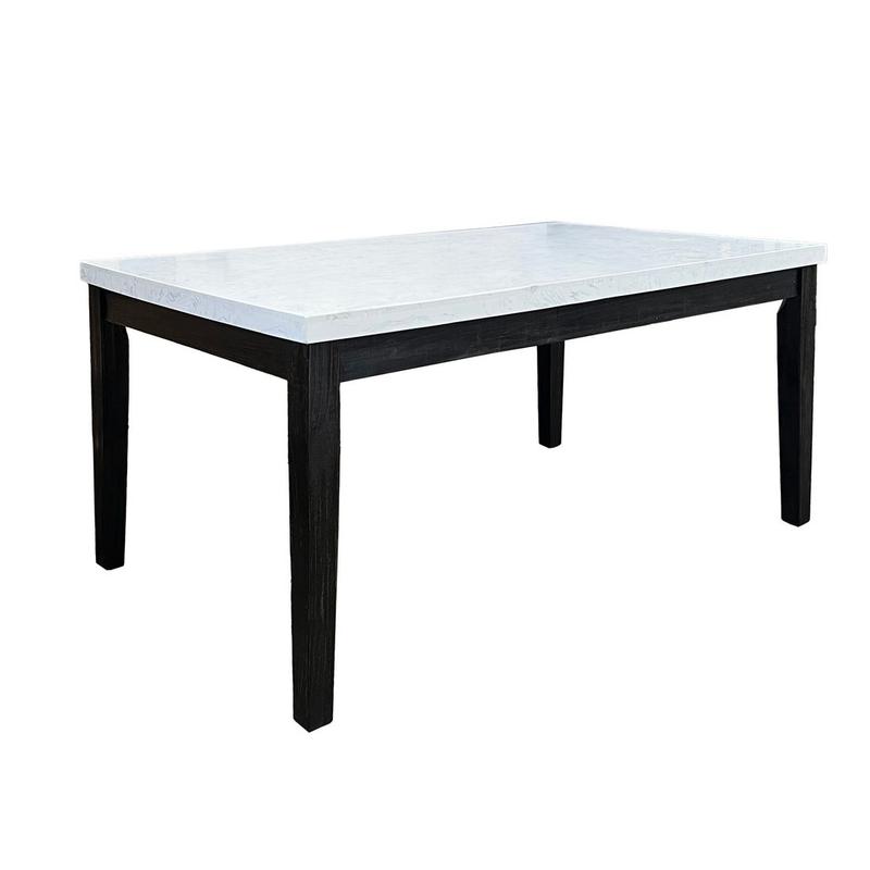 Nolan White Nature Marble Top & Salvage Dark Oak Dining Table