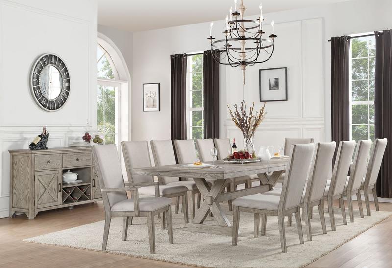 Rocky Fabric & Gray Oak Arm Chair (Set-2)