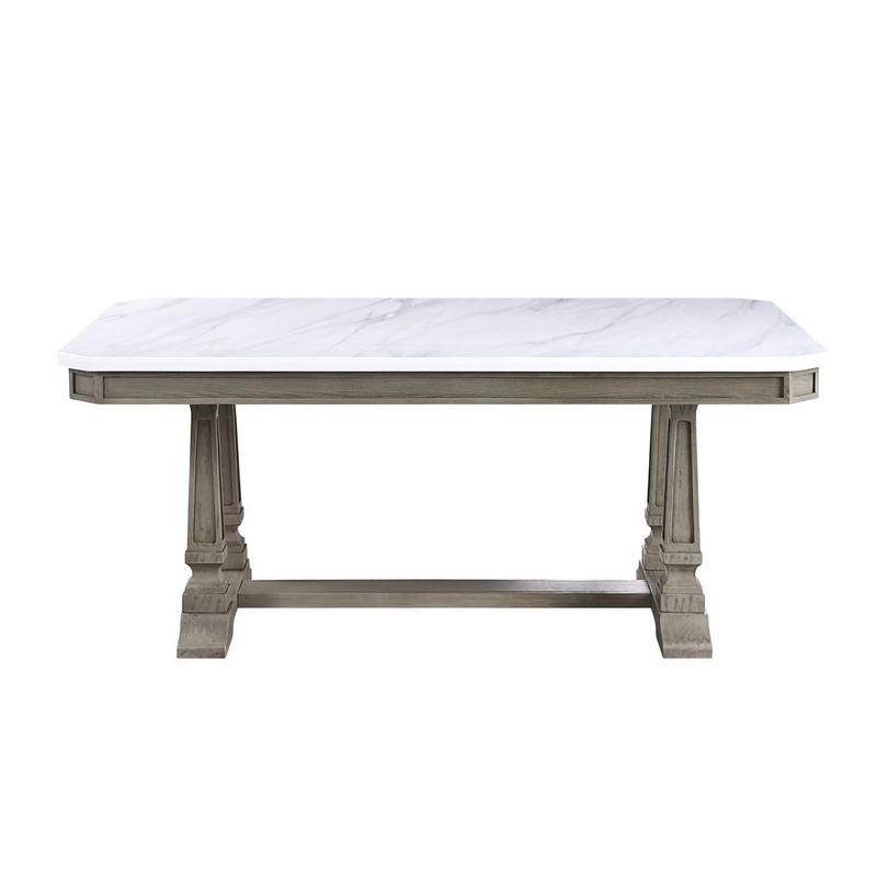 Zumala Nature Marble Top & Weathered Oak Finish Dining Table
