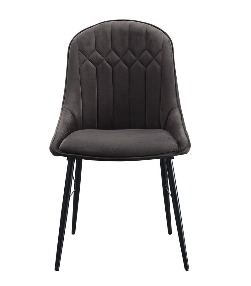 Abraham Gray Fabric & Black Finish Side Chair (Set-2)