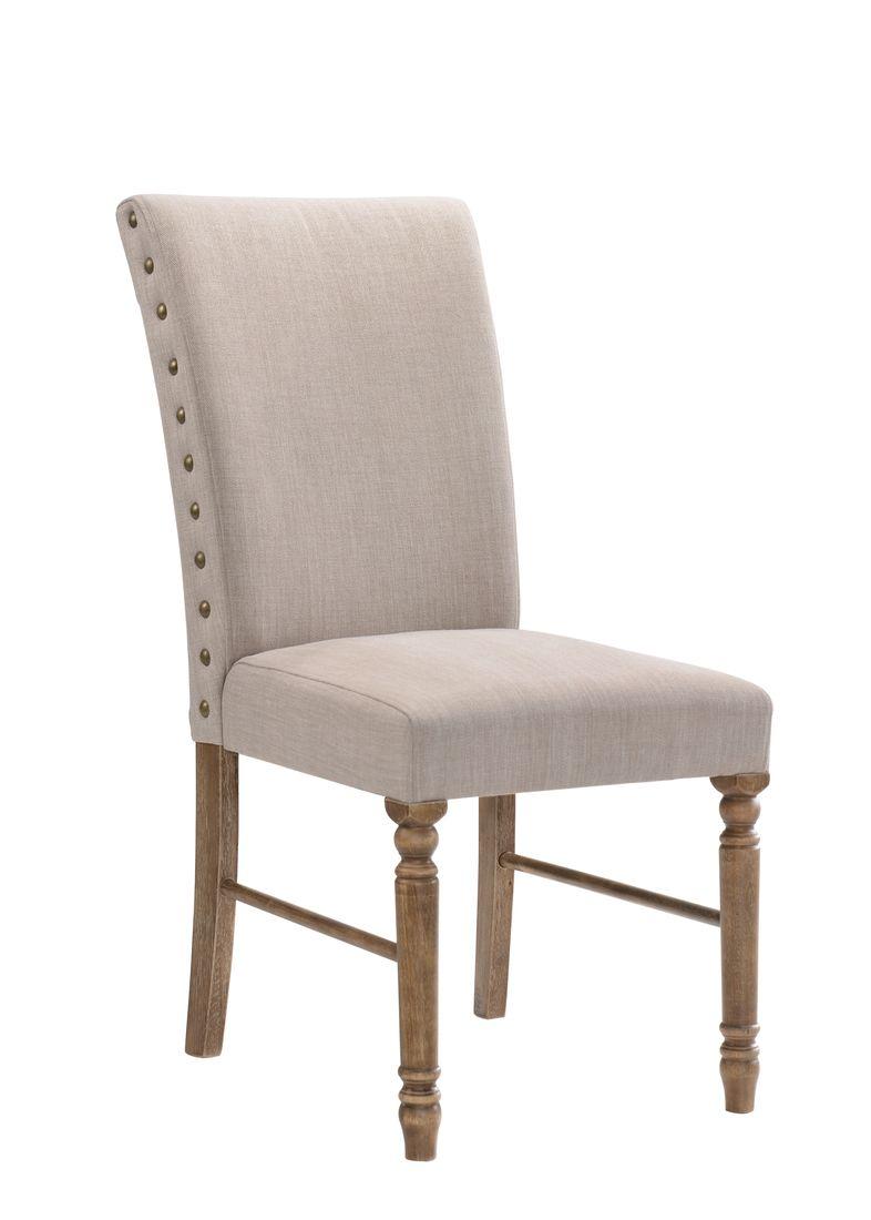 Leventis Cream Linen & Weathered Oak Side Chair (Set-2)
