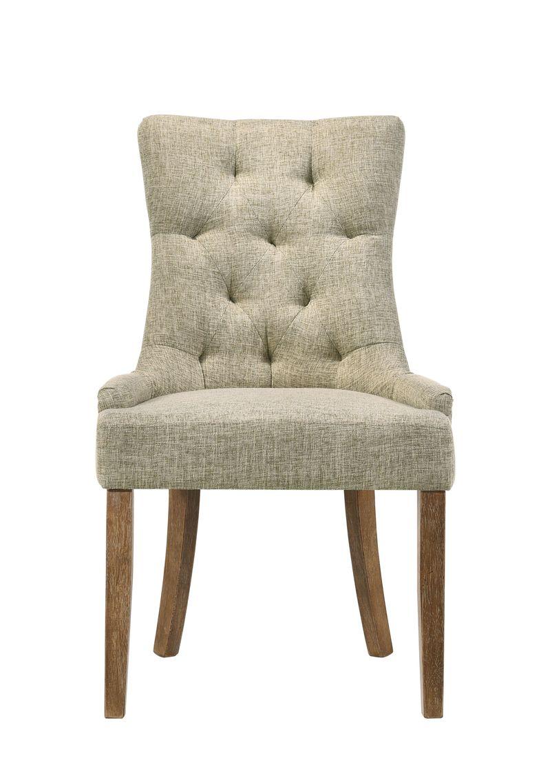 Yotam Beige Fabric & Salvaged Oak Finish Side Chair (Set-2)