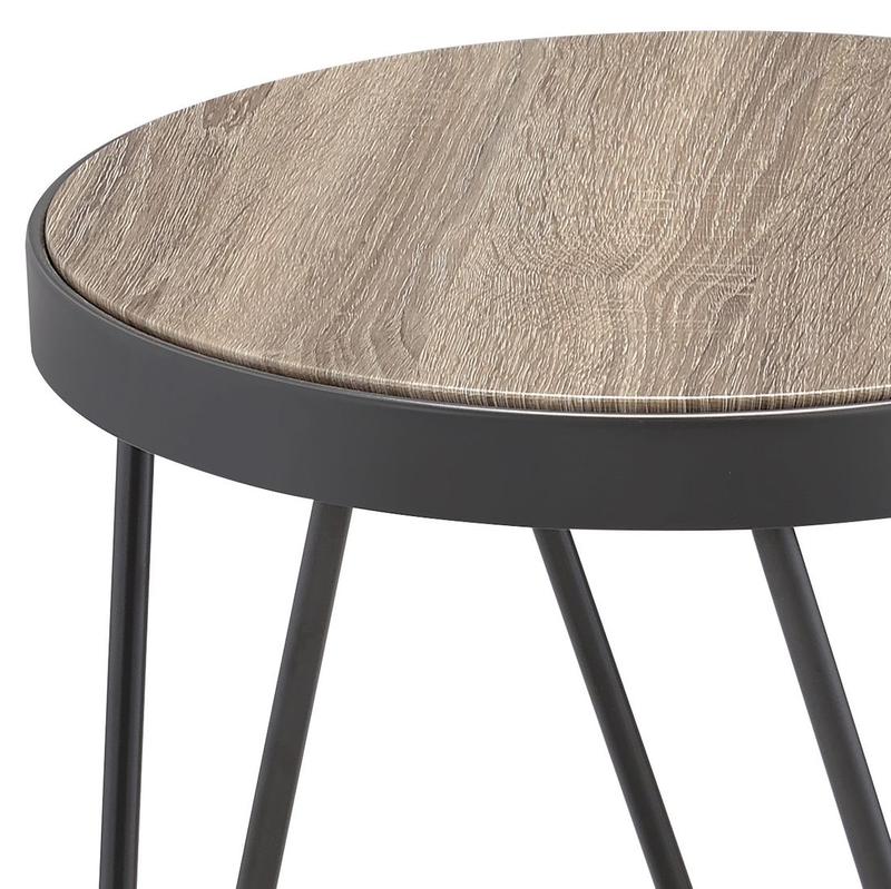 Bage Weathered Gray Oak & Metal End Table