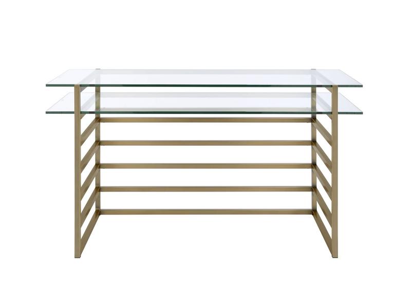 Shona Antique Gold & Clear Glass Writing Desk