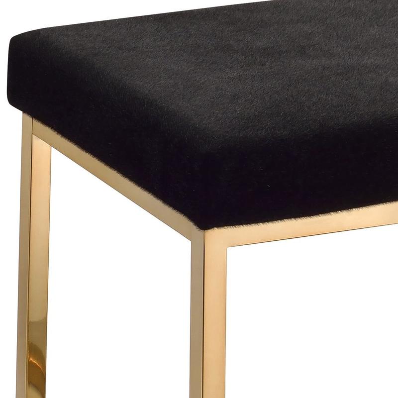 Boice Short Haired Faux Fur & Champagne Bench
