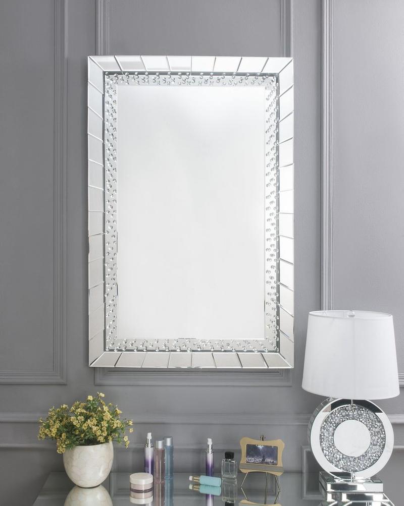 Nysa Mirrored & Faux Crystals Accent Mirror