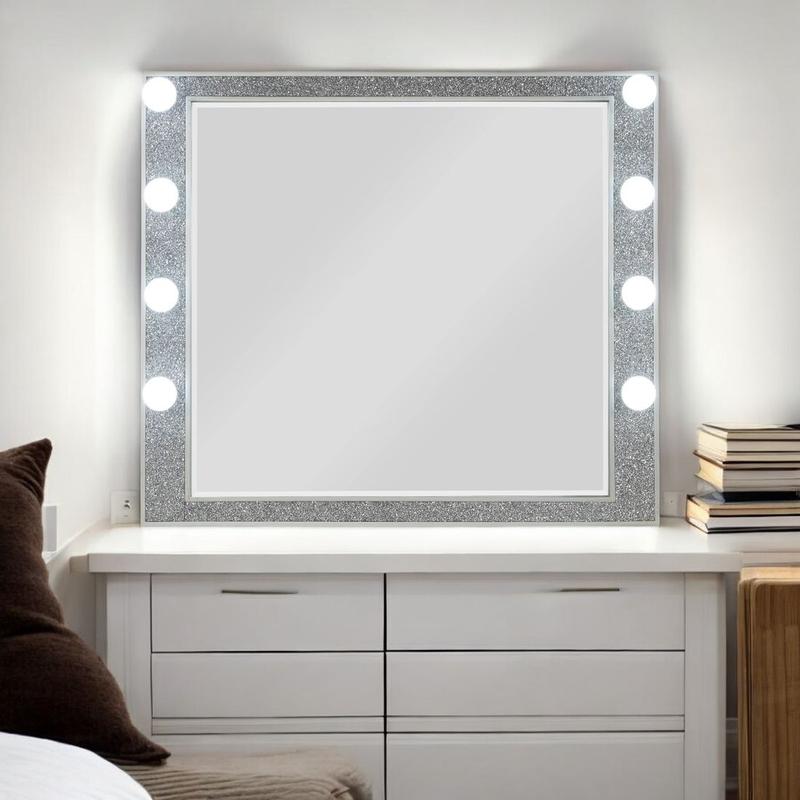 Sliverfluff Mirrored & Champagne Finish Mirror W/Light