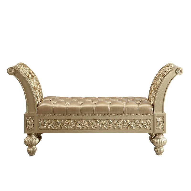 Seville Synthetic Leather & Gold Finish Bench