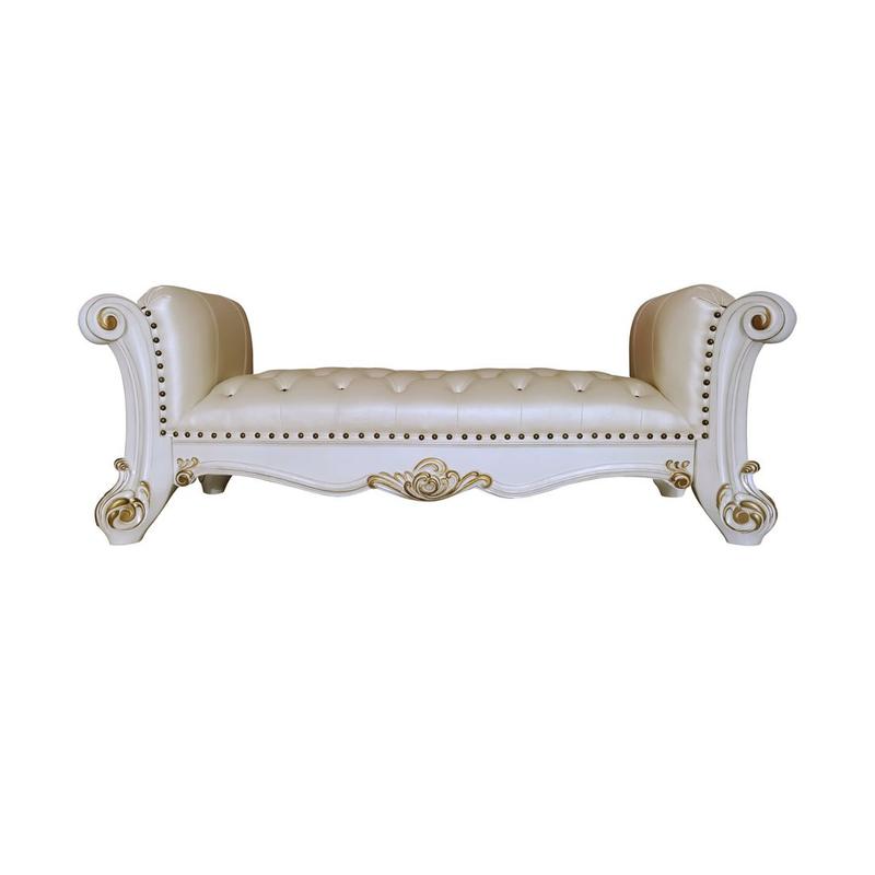 Vendome Synthetic Leather & Antique Pearl Finish Bench