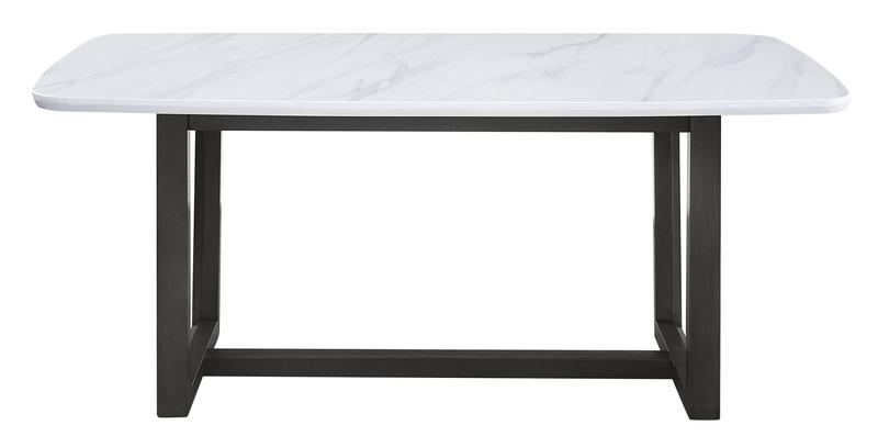 Madan Nature Marble Top Top & Weathered Gray Finish Dining Table W/Marble Top