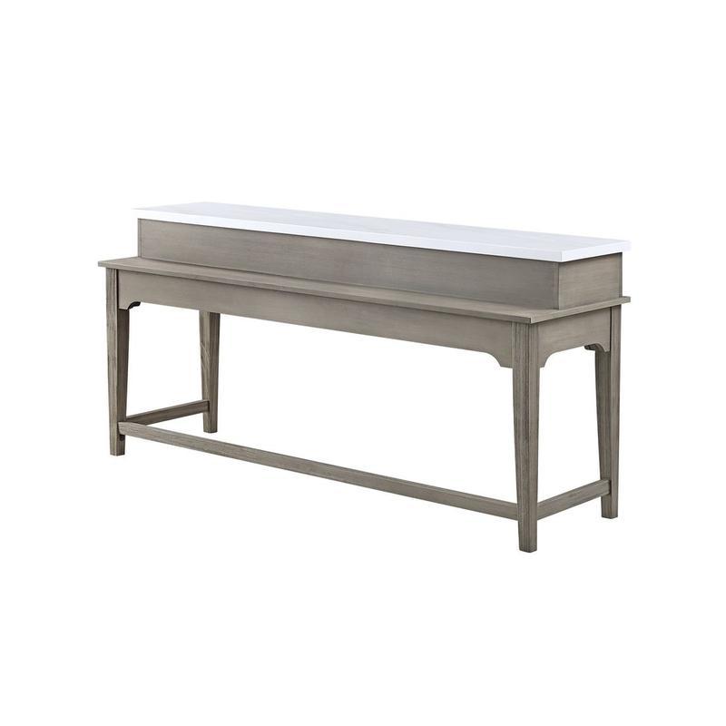 Wandella Beige Fabric, Nature Marble Top & Rustic Oak Finish 4Pc Pack Counter Height Table Set W/USB
