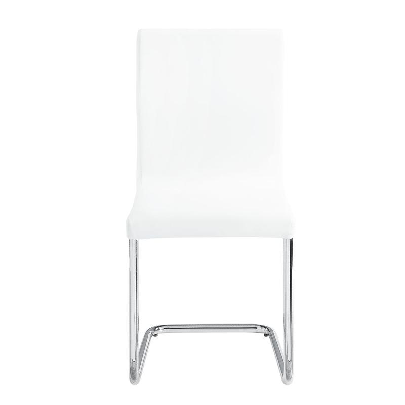 Palton White Synthetic Leather & Chrome Finish Side Chair (Set-2)