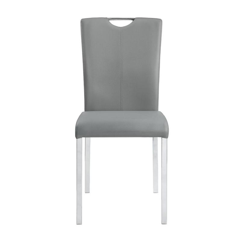 Pagan Gray Synthetic Leather & Chrome Finish Side Chair (Set-2)